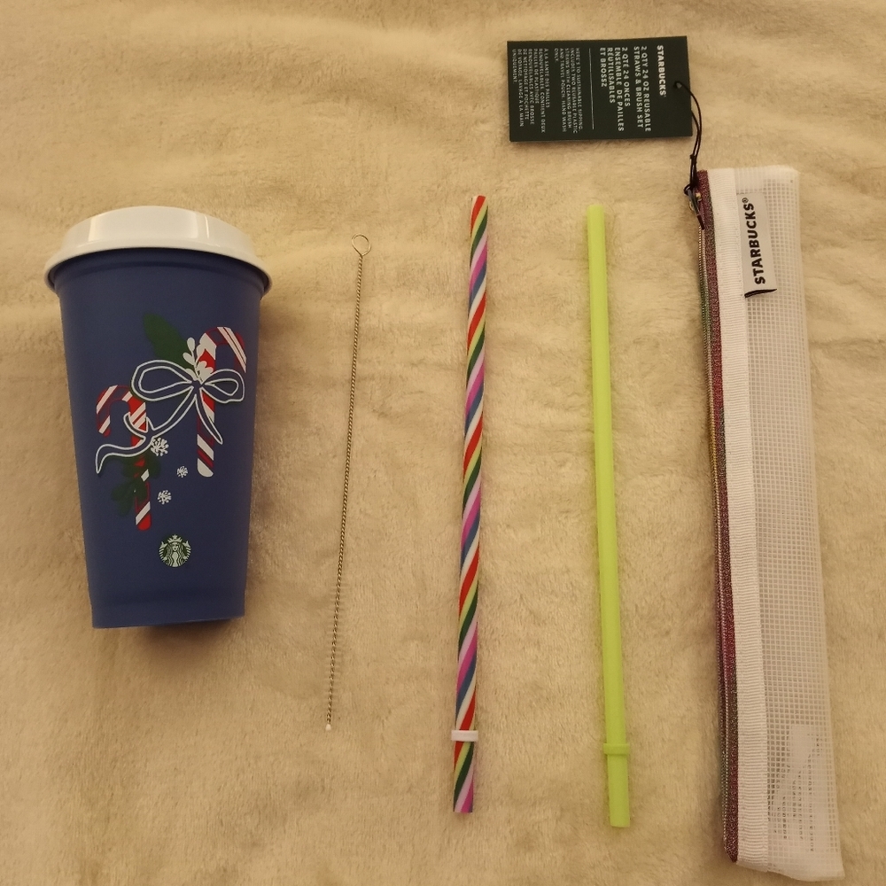 Starbucks Holiday Set: Reusable Cold Straw Set & Color Changing Hot Cup